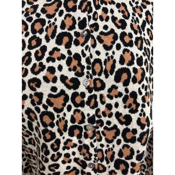 A.n.d Leopard Print Button Cardigan Womens L 100% Cotton Made In China - Picture 6 of 11